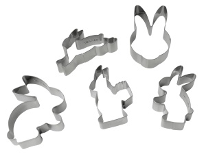 Set 5 Forme de Biscuiti Iepuras din Otel Inoxidabil, Culoare Argintie