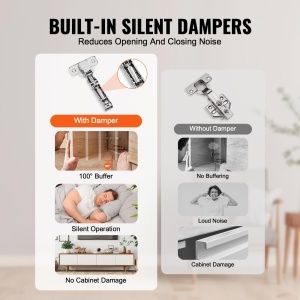 Set 50 Balamale VEVOR pentru Mobilier Unghi Deschidere 100deg Soft-Close din Otel Inoxidabil - Img 3