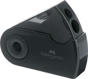 Set 6 Ascutitoare Faber-Castell cu Container, Negru, Ergonomice - Img 3