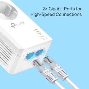 Set adaptoare TP-Link Powerline TL-PA7027P KIT (cu priza, 2x port Gigabit, Plug & Play, compatibil cu toate adaptoarele Powerline HomePlug AV/AV2, fara WLAN) - Img 4