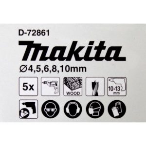 Set burghie pentru lemn Makita D-72861, 5 piese, 4-10 mm, cu cutie de depozitare - Img 4