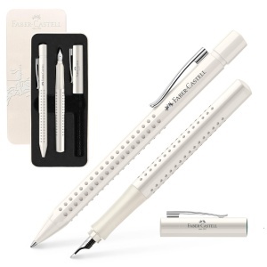 Set cadou Faber-Castell Grip, stilou si pix, culoare coconut milk