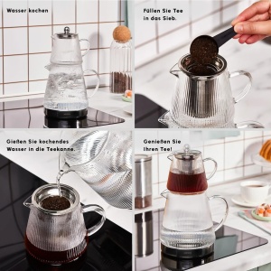 Set ceainic Karaca Keops din borosilikat, 1.5L si 0.45L, cu sita din otel inoxidabil - Img 5