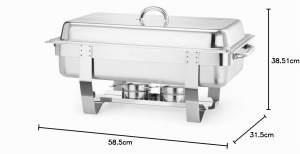 Set Chafing Dish HENDI Fiora, 2 GN 12 si 3 GN 13, Inox, 585x385x315mm - Img 6