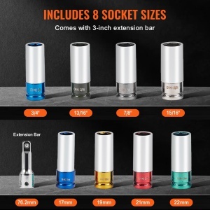 Set Chei Impact VEVOR 12ZTT10 CR-MO 8 Dimensiuni SAE si Metric - Img 3