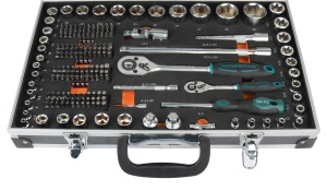 Set chei tubulare Bruder Mannesmann 232 piese M98432 otel crom-vanadiu in geanta aluminiu - Img 2