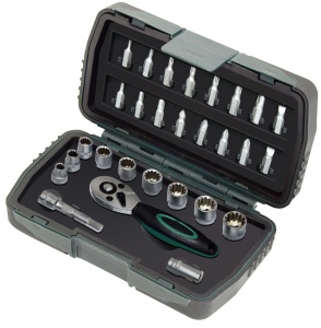 Set chei tubulare Bruder Mannesmann M29185 28 piese profil universal otel crom-vanadiu