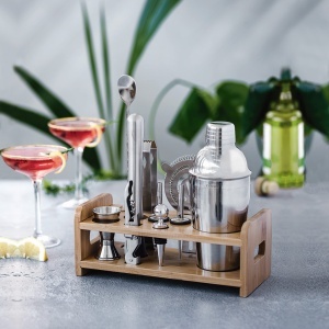 Set Cocktail Lacor 62181 10 Piese Design Portabil Suport Bambus Otel Inoxidabil 1810 - Img 3