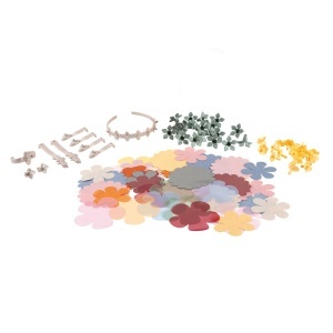 Set creativ pentru bijuterii copii Smoby Crea Flower, 50 piese, accesorii diverse, 3 ani