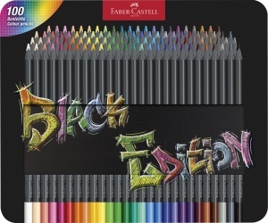 Set Creioane Colorate Faber-Castell Black Edition 100 piese, Ergonomice, Bruchfest