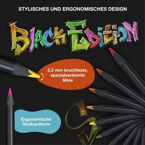 Set creioane colorate Faber-Castell Black Edition 36 bucati, ergonomice, bruchsafety - Img 5