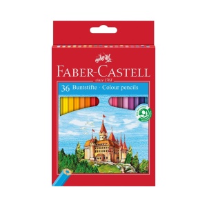 Set Creioane Colorate Faber-Castell Castle 36 bucati, culori vibrante, mina groasa