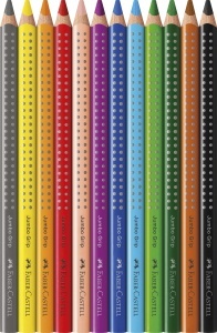Set Creioane Colorate Faber-Castell Jumbo Grip, 12 Culori, Ergonomic - Img 2