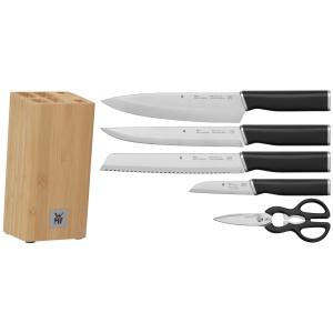 Set cutite bucatarie WMF Kineo, 6 piese, otel inoxidabil, bloc bambus - Img 3