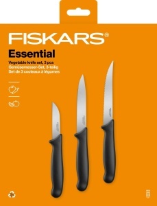 Set cutite Fiskars Essential 3 piese lame otel inoxidabil manere PP Negru - Img 9