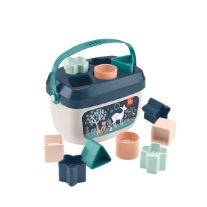 Set de 10 blocuri de constructie Fisher-Price, pentru bebelusi, culoare marine albastru