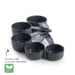 Set de 5 masuri Lacor 67036 BPA-free gradate in ml si cups culoare gri inchis - Img 4
