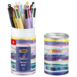 Set de 8 Pixuri BIC 4 Culori cu Design Variat, Reincarcabile, 1.0 mm