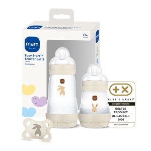 Set de Biberon Anti-Colici MAM Easy Start S, 2 Biberon de 160ml si 260ml, Culoare Bej