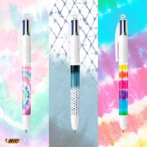 Set de birou BIC 4 Culori cu 3 stilouri si 2 corectoare, design Tie Dye - Img 3