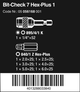 Set de Bits Wera 05056168001, 7 piese, Hex-Plus, cu suport magnet - Img 2
