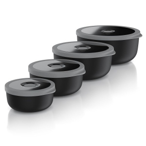 Set de boluri Arendo 4 piese, capacitate 0,35-2 litri, plastic alimentare, potrivit pentru microunde