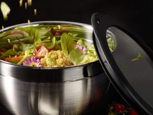 Set de boluri din inox ROSLE 2 piese cu capace din sticla, 20 si 24 cm - Img 4