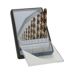 Set de burghie elicoidala Bosch 10x PRO din otel inoxidabil HSS-Co (pentru otel, otel inoxidabil, O 1,0, 2,0, 3,0, 4,0, 5,0, 6,0, 7,0, 8,0, 9,0, 10,0 mm, accesorii profesionale Masina de gaurit/surubelnita)