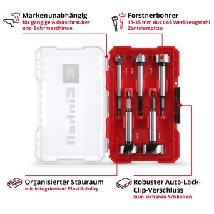 Set de burghie Forstner Einhell M-CASE, 5 piese, 1535 mm - Img 3