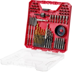 Set de burghie si biti VEVOR 70 piese pentru lemn metal beton si plastic cu geanta organizatoare