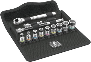 Set de chei cu clichet Wera 8100 SA 12 HF, 13 piese, cutie textila robusta