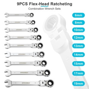 Set de Chei cu Ratchet HYCHIKA 9 Piese, Flexibile 6-19mm, Inclusa Geanta - Img 2
