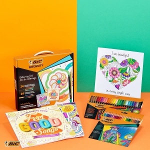 Set de colorat BIC Intensity Be Peaceful - 24 carioci, 24 creioane colorate, 2 caiete - Img 2