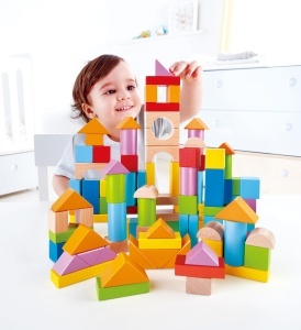 Set de Constructie Hape 101 Piese Lemn Colorat pentru Copii 12 Luni - Img 5
