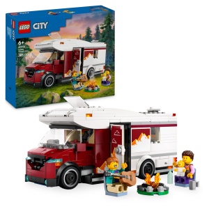 Set de constructie LEGO City - Camper cu 3 figurine, 385 piese, pentru copii de la 6 ani