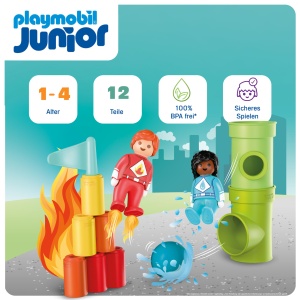 Set de Constructie PLAYMOBIL JUNIOR 72085 - Superhelden Action cu Apa si Foc, pentru copii 4 - Img 2