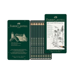 Set de creioane Faber-Castell Castell 9000, 12 bucati, diverse dureti