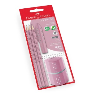 Set de creioane Faber-Castell Grip 2001, 5 piese, culoare rose shadows