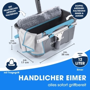 Set de curatare feronerie CLEANmaxx 7 piese cu eimer, racleta si laveta microfibra - Img 5