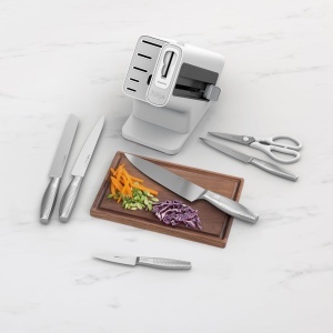 Set de cutite Ninja StaySharp 6 piese, otel inoxidabil, cu suport alb - Img 3