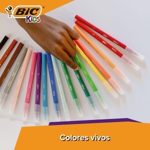 Set de desen BIC Kids cu 18 creioane colorate, 18 markere, 18 carioci, 3 caiete si 50 autocolante - Img 4
