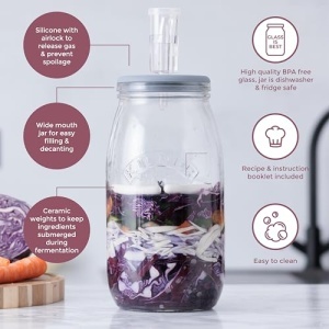 Set de Fermentare Kilner 3L Capac Silicon Ventil Plastic - Img 4
