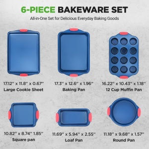 Set de forme de copt NutriChef 6 piese, antiaderente, cu manere din silicon - Img 4