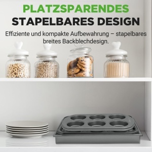 Set de forme de copt NutriChef 6 piese, antiaderente, din otel carbon, pentru cuptor - Img 5
