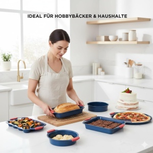 Set de forme de copt NutriChef 8 piese, antiaderente, rezistente la 230C, albastru - Img 2