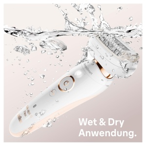 Set de frumusete Braun Silk-epil 9 Flex, epilator femei / indepartator de par, perie de curatare faciala FaceSpa, 9 accesorii, geanta, cu cap flexibil pentru o indepartare mai usoara a parului, 9100, alb/auriu - Img 5