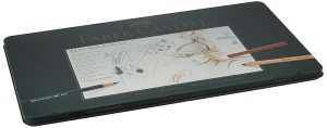 Set de instrumente de desen Faber-Castell Pitt Monochrome 33 piese in cutie metalica