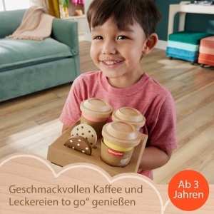 Set de Joaca Fisher-Price HXT85, Cafea To-Go din Lemn, 15 Piese, pentru Copii de la 3 Ani - Img 2