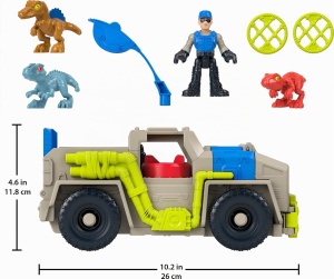 Set de Joaca Fisher-Price Imaginext Jurassic World cu Camion si Figurina, 3 Dinosauri - Img 5