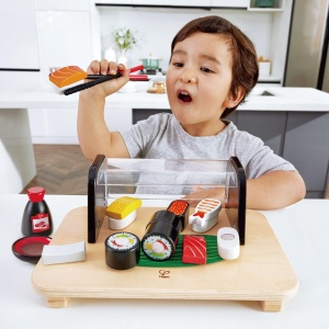 Set de joaca Hape Sushi pentru copii accesorii bucatarie 6 rulouri joc de rol - Img 2